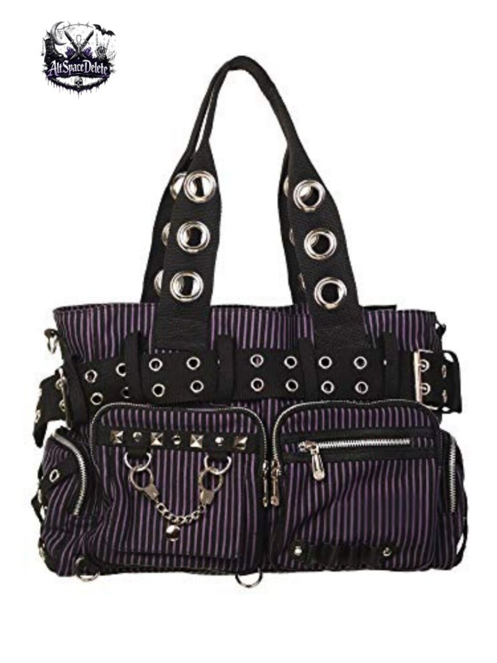Striped Punk Rock Steampunk Purse Handcuff Skull Charm Cotton Polyester